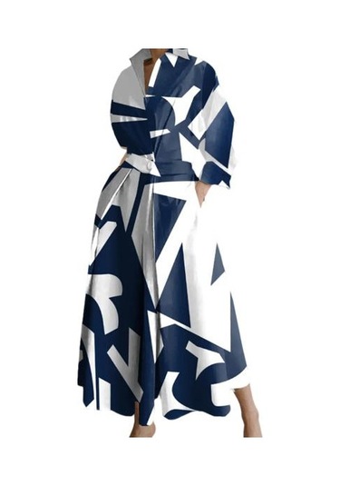 Kadın Bahar Sonbahar Elbise Yaka V Yaka Renk Eşleşen Sıkı Yüksek Bel Orta Buzağı Uzunluğu A-line Gevşek Etek Sot Baskı Bayan İşe Gidip Parti Midi Elbise Lacivert Kadın Bahar Sonbahar Elbise Yaka V Yaka Renk Eşleşen Sıkı Yüksek Bel Orta Buzağı Uzunluğu A-line Gevşek Etek Sot Baskı Bayan İşe Gidip Parti Midi Elbise Lacivert