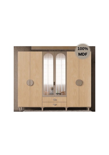 Ladin 6 Kapak Mdf Ayaklı Tasarım Gardırop Rota