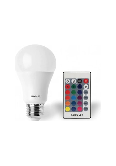 Ledolet Rgb 9w Ampul Kumandalı Tekli Beyaz Işık E27 Tasarruflu Ampul 0 - 250 Watt Yok