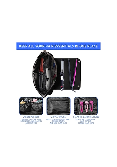 İçin Saç Düzleştirici Ve Saç Maşası Saç Aleti Saklama Çantası Siyah
