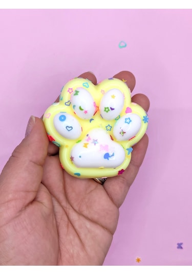 Pati Taba Squishy Kedi Pati Sıkma 7 Cm Pullu Pati Sukuşi - Sarı