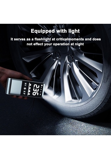 Samdoo Kablosuz Araçlı Hava Pompa, Taşınabilir Dijital Göstergeli, Otomatik Duran, 3 Fişli, Fenerli, Motor, Bisiklet, Toplar İçin Hava Atıcı