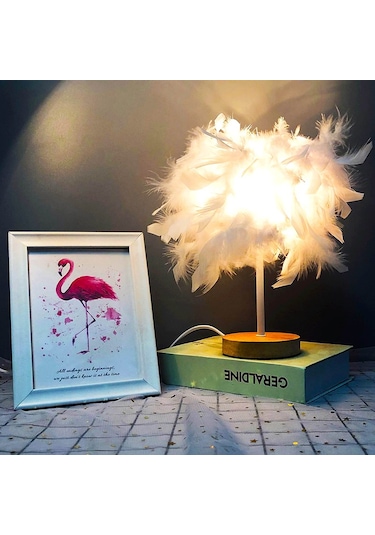 Cbtx Ta-019 Tüy Abajur Masa Lambası Başucu Led Işık Yatak Odası Masası Gece Lambası Ev Dekorasyonu Uyku, Okuma İçin - Pembe