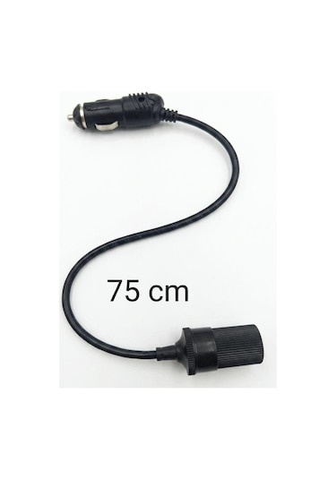 Araç Çakmaklık Uzatma Kablosu 12-24 Volt 10 Amper 2 X1 Mm Ttr Bakır 75cm-siyah