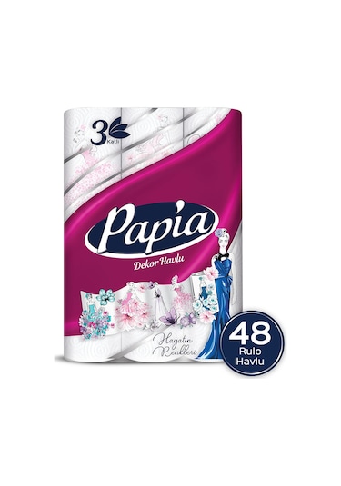 Papia Dekor Kağıt Havlu 48 Rulo (12 Rulo x 4 Paket)