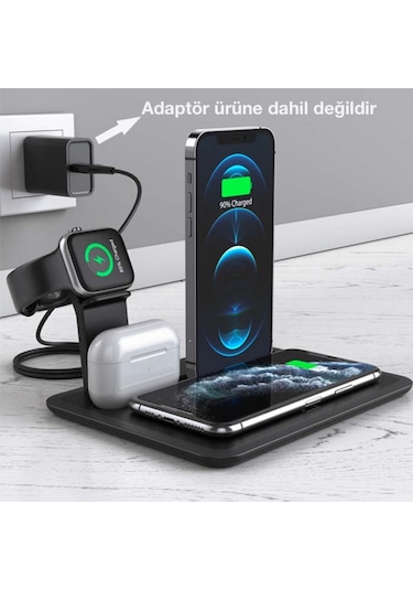 Ally 4 In1 15W Kablosuz Hızlı Şarj Standı iphone Uyumlu+Iwatch+Airpods (305122747)