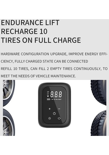 Sones Çok Fonksiyonlu Taşınabilir Araç Elektrikli Kablosuz Lastik Şişirme Pompası Mekanik Düğme