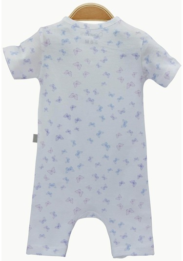 Bebek Şort Tulumu Kelebekler Kısa Kollu Doğal Kumaş Pamuklu Tulum - Lila