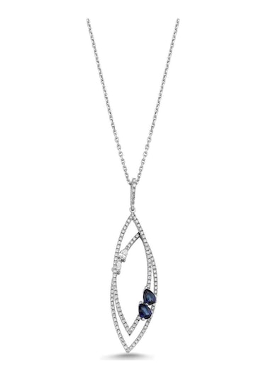 0,87 Karat Pırlantalı Safir Kolye