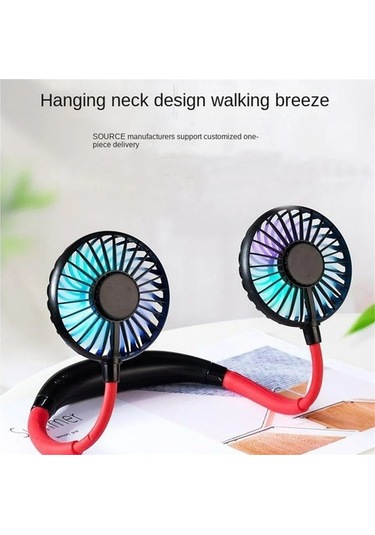 Çift Soğutmalı Taşınabilir Usb Şarjlı Boyun Fanı 7643 Siyah