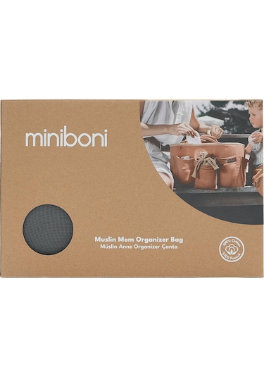 Miniboni Müslin Anne Organizer Çanta - Gri Standart Gri