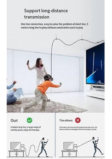 Meta/3 Bağlantı Kablosu 5m Vr Veri Kablosu 2a Hızlı Şarj 5gbps Yüksek Hızlı Veri Aktarım Kablosu-perfet İle Uyumludur