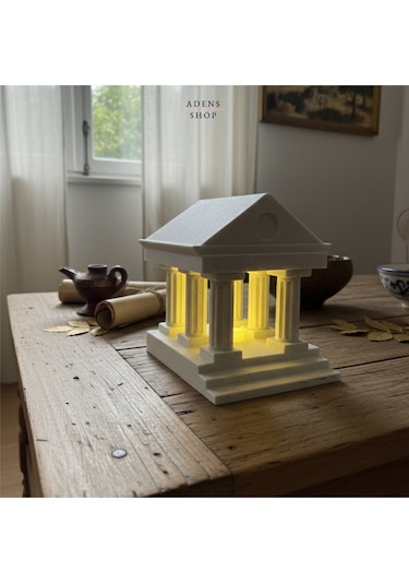 Antik Yunan Tapınağı Dekoratif Işıklı Obje / Gece Lambası