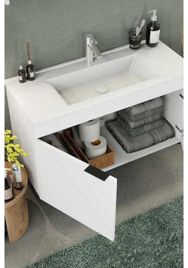 Biani Fix Loft 100 Cm Banyo Dolabı,Seramik Lavabolu, Aynalı,Lavabo Dahil,Mdf,Mat Beyaz Biani Fix Loft 100 Cm Banyo Dolabı,Seramik Lavabolu, Aynalı,Lavabo Dahil,Mdf,Mat Beyaz
