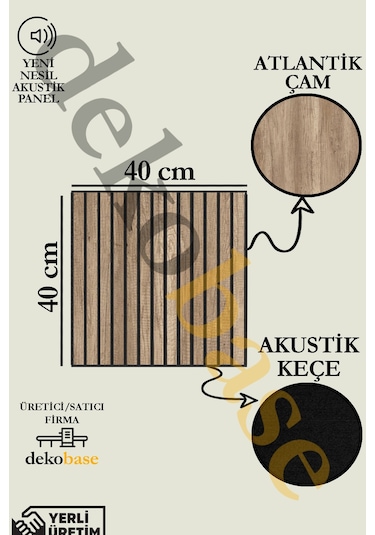 Atlantik Çam 40x40cm Yeni Nesil Akustik Ahşap Duvar Paneli