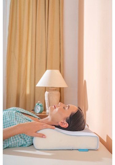 Visco Ortopedik Boyun Destekli Serinleten Jelli Yastık 51 36 11/7 Cm Beyaz