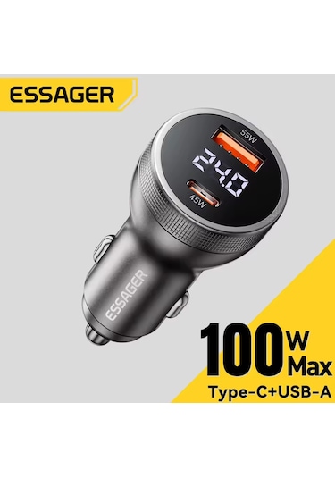 100w Araç Şarjı Type-c Usb Çift Girişli Hızlı Pd Ce Lisanlı