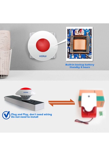Gajeena Keruı 433mhz Kablosuz Alarm Siren Ve Flaşör, Kablosuz Dedektör Bağlantılı, Kr-j009 Model, Kırmızı Işık Ve Sesli Uyarı Sistemi