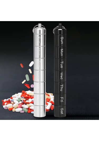 Likeable Metal Hap Kutusu Düzenleyici, 7 Gün Hap Düzenleyici, Anahtarlık Tutucu 2 Adet