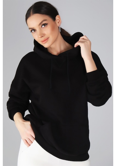Sweetness Kadın Siyah Kapüşonlu Sweatshirt SIYAH