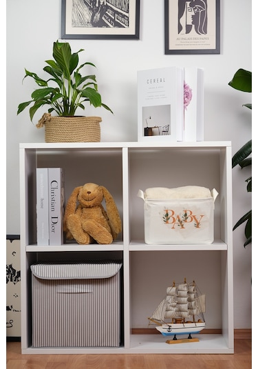 Baby Baskılı Dikdörtgen Katlanabilir Organizer Sepet 25 X 14 X 18