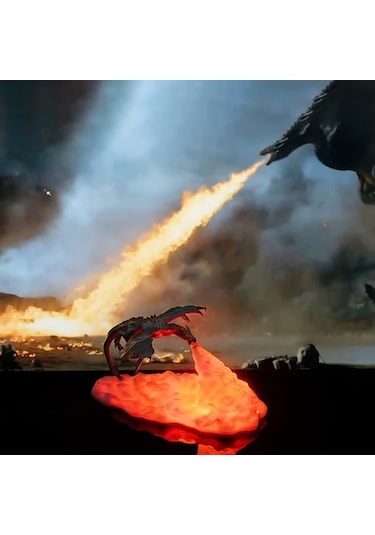 Fochsia Shenzhi Tech 3d Baskılı Led Ejderha Gece Lambası - Usb Şarjlı Anime Lamba