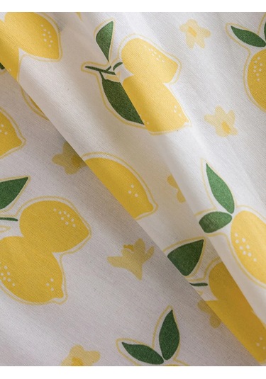 Karışık Limon Baskılı Çift Kişilik Lastikli Çarşaf