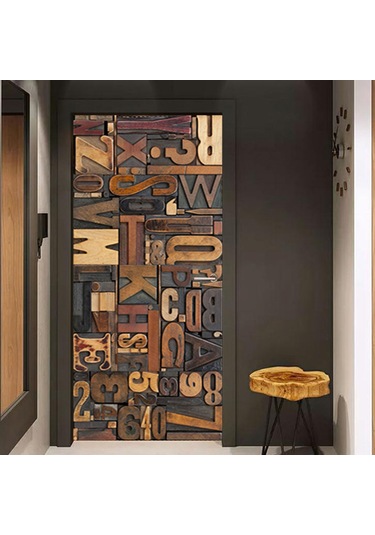 Gajeena Renkli 3d Kapı Stickerı - Dıy Ev Dekorasyonu İçin Pvc Duvar Çıkartmaları 77x200cm Diğer