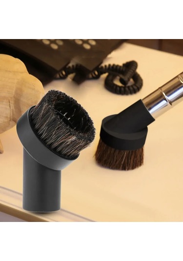 Konesam Ev Fırçası - At Kuyruğu Tüyü, 32 Mm Evrensel Tutucu, Saçak, Mobilya Temizliği İçin Sürekli Vakum Fırçası Uç Eklentisi Siyah