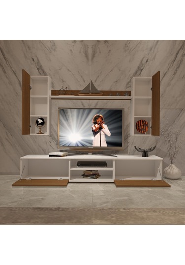 Decoraktiv Eko 7 Mdf Dvd Tv Ünitesi Tv Sehpası Beyaz - Ceviz