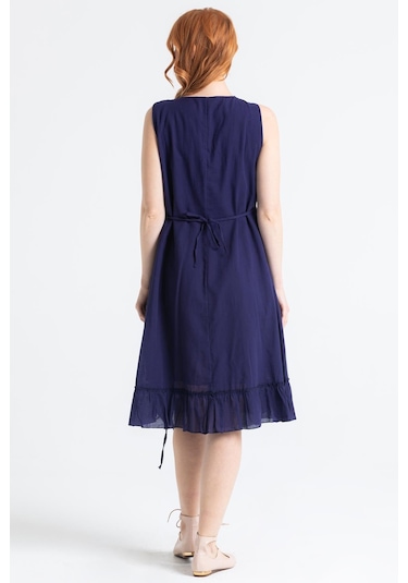 Kolsuz Vual Candan Yırtmaçlı Midi Boy Elbise Mor Mor-mor Mor