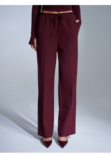 Dilvin 72209 Beli Lastikli Pantolon-bordo Bordo