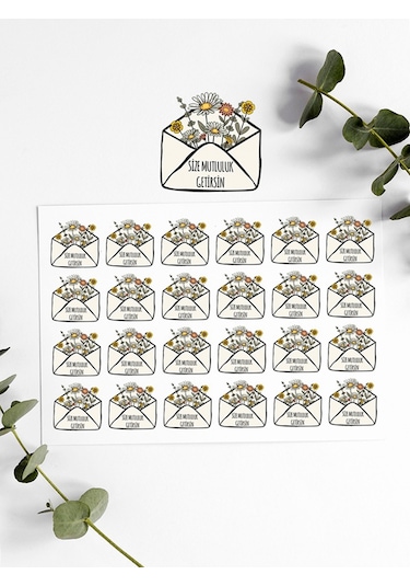Desenli Thank You Teşekkür Stickers Paketleme Çıkartma Pytkstk93
