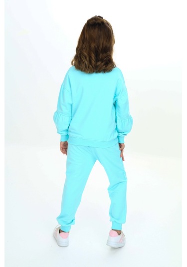 Toontoy Kız Çocuk Deniz Kabuğu Nakışlı Eşofman Takım Su Yeşili