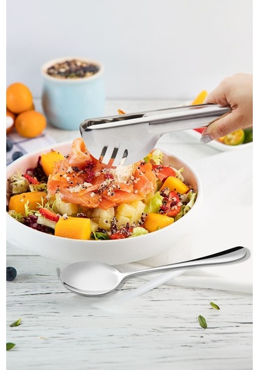 7 Parça Çelik Sunum Servis Kaşığı Kaşık Çatal Bıçak Spatula Seti Mt154by Silver