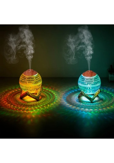 Techbloom Beyaz Crystal Ball Nemlendirici Renkli Gece Işığı Usb Güçlü Abs Malzeme Sessiz Çalışma Ev Ofis