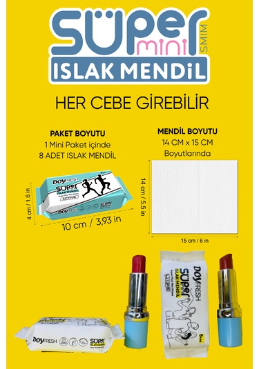 Doyfresh Süper Mini Islak Mendil 1 Paket 8'li Mix