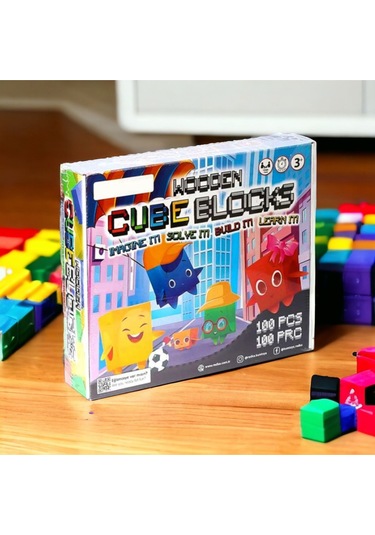 Redka Wooden Cube Blocks - Eğitici Ahsap Küp Blokları Oyunu-
