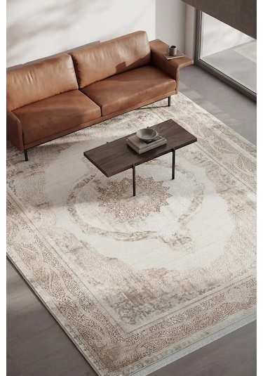 Hoom Rugs Doku 2106 Bej Modern Salon Halısı Bej - Krem