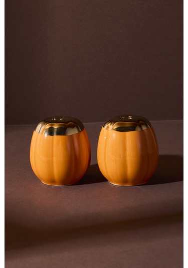 Balkabak Porselen 2'li Tuzluk-karabiberlik Turuncu