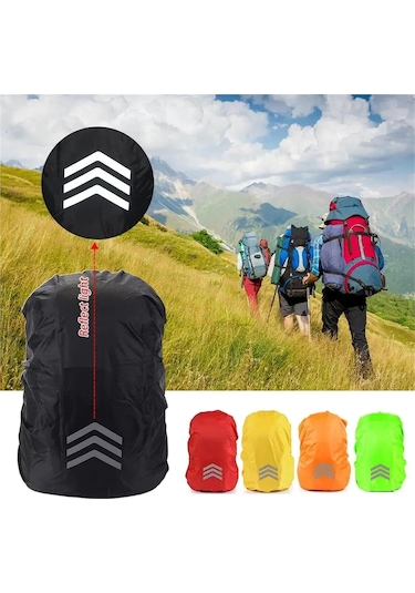 Sırt Çantası Yağmur Kapağı 1845l Gece Görünürlüğü İçin Yansıtıcı Açık Hava Yürüyüş, Kamp Kırmızı Kırmızı