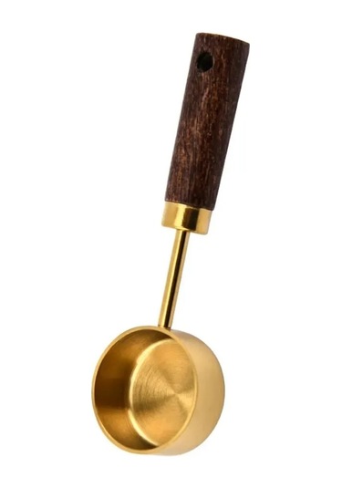 Xiyyadms 10ml Paslanmaz Çelik Kahve Ölçü Kaşığı - Ahşap Saplı, Ergonomik Tutuş, Hassas Ölçüm, Rust-özürsüz, Modern Mutfak Aleti Altın