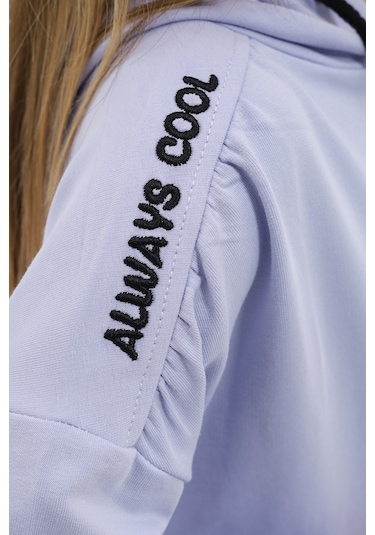 Toontoy Kız Çocuk Nakışlı Sweatshirt Koyu Mavi