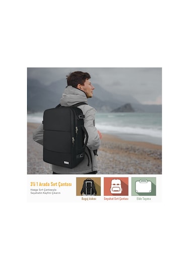 Haegs Laptop Sırt Çantası, Seyahat Çantası Hafif El Çantası Küçük Bavul Valiz, Uçak Onaylı Bagaj Çantası, Erkek Ve Bayan İçin, 15.6 İnç Notebook Dizüstü Bilgisayar Laptop Macbook Çantası, Siyah
