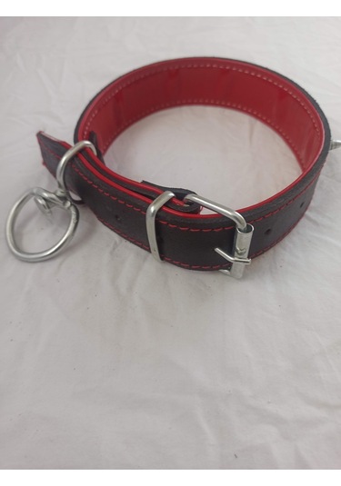 Kozaklı Deri El İşlemeli Çivili Dikenli Köpek Tasması Siyah 60 x 4 CM Siyah