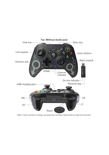 N-1 Kablosuz Titreşimli Oyun Kolu 2.4G X-One/Pc/Ps3/Xsx Uyumlu