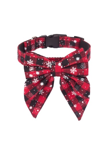 Leezsingfiyonklu Noel Köpek Tasması, Ayarlanabilir Pamuklu Kırmızı Kareli Papyon Büyük Köpekler İçin Noel Köpek Tasmaları Evcil Hayvanlar-9