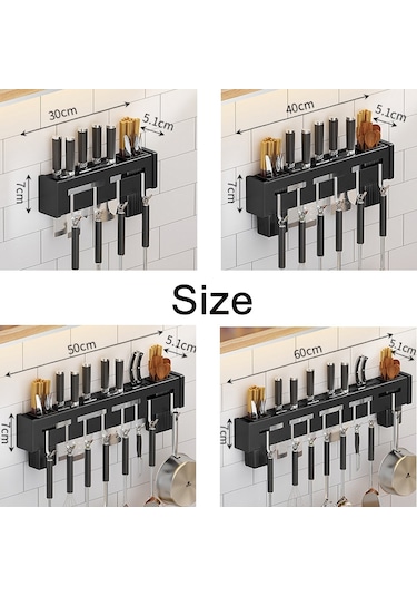 Sones Mutfak Duvara Monte Raf Delme Çubukları Tutucu, Renk: Fırçalanmış 40cm