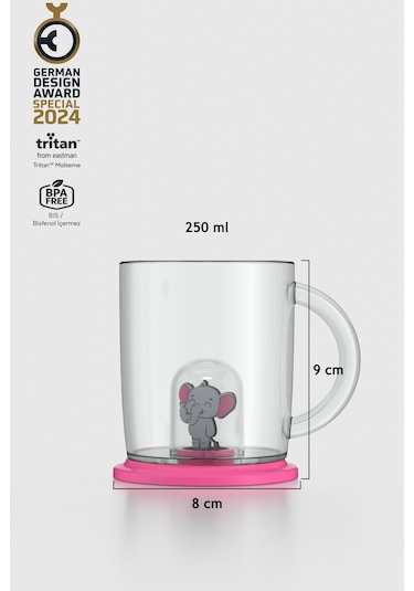 Renga Joy Fil Figürlü 250 Ml Kulplu Tritan Bardak 222053 Pembe Pembe