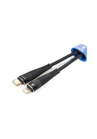SHAZA Type-C To Lightning PD 5A 32W Örgülü Hızlı Şarj ve Data Kablosu Siyah